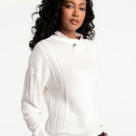 Lolë Vanier Funnel-Neck Pullover Sweater in Gardenia cream