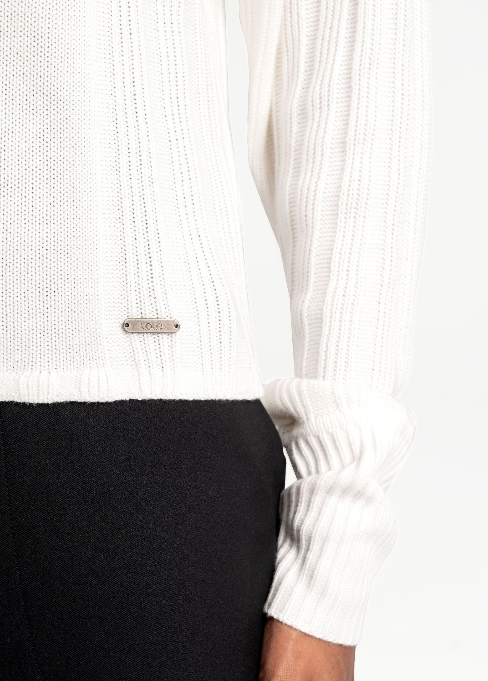 Lolë Vanier Funnel-Neck Pullover Sweater in Gardenia cream