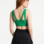 Lolë Step Up Bra in Jade green — this high-support longline sports bra sets you in motion