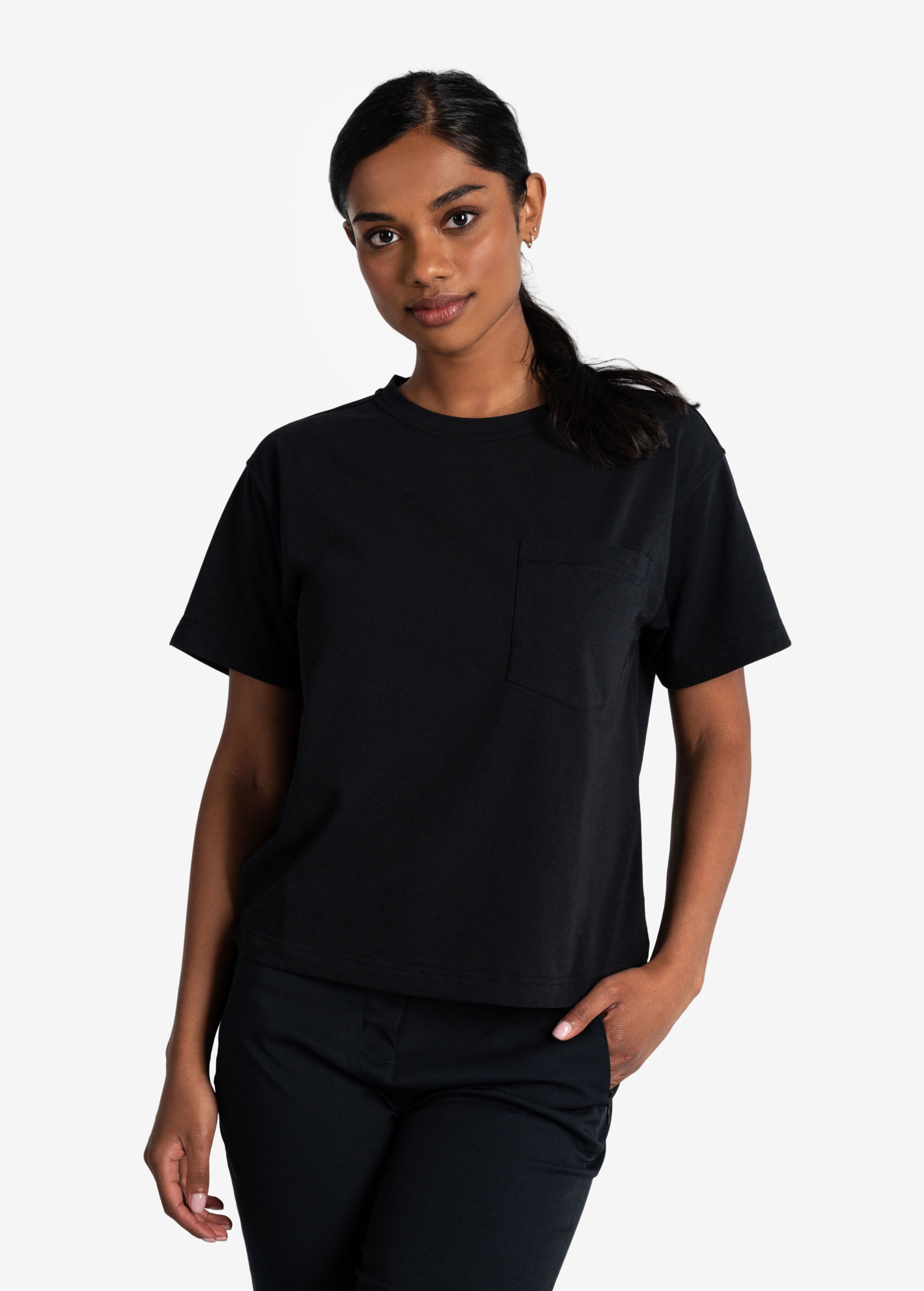 Lolë Effortless Cotton Tee in black — a t-shirt to reach for again and again