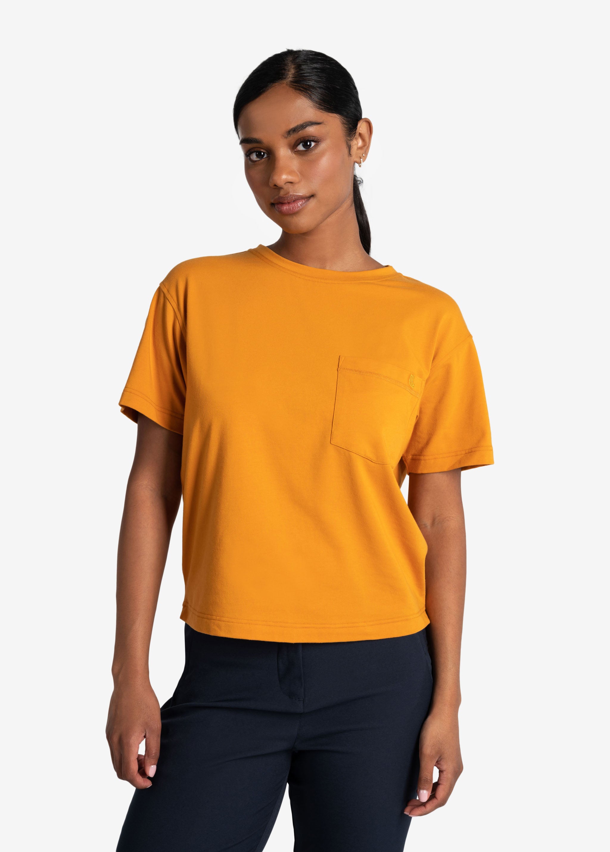 Lolë Effortless Cotton Tee in gold — a t-shirt to reach for again and again