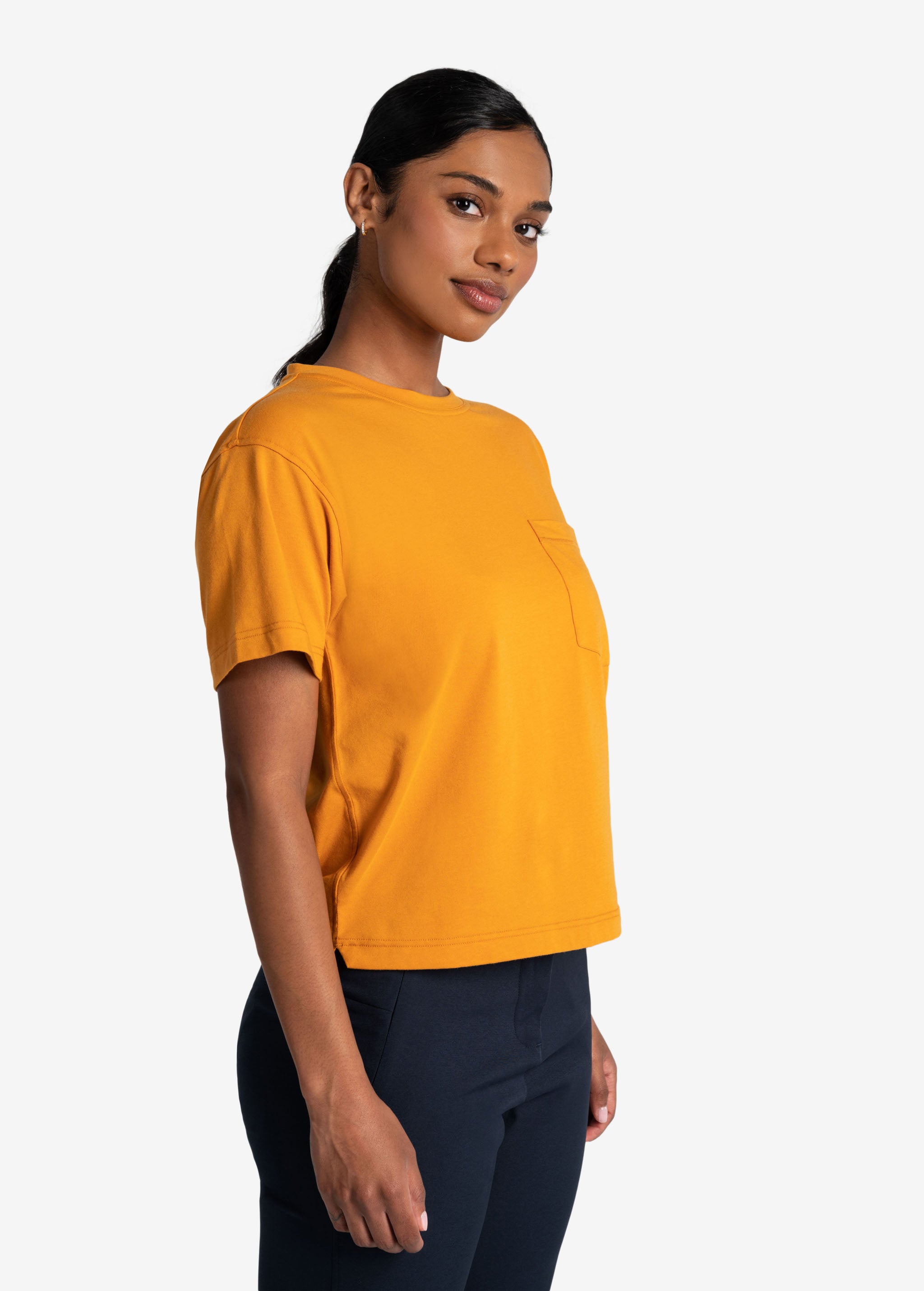Lolë Effortless Cotton Tee in gold — a t-shirt to reach for again and again