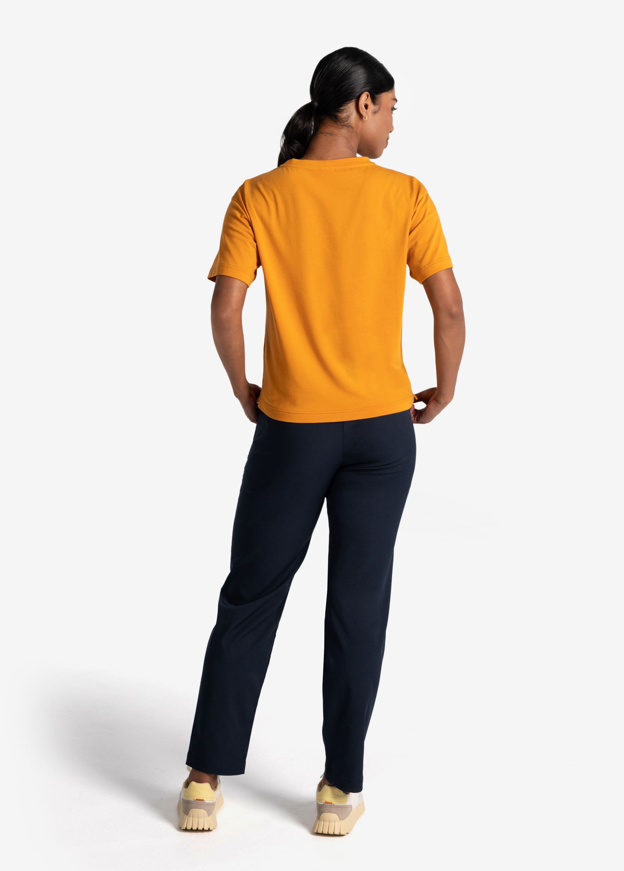 Lolë Effortless Cotton Tee in gold — a t-shirt to reach for again and again