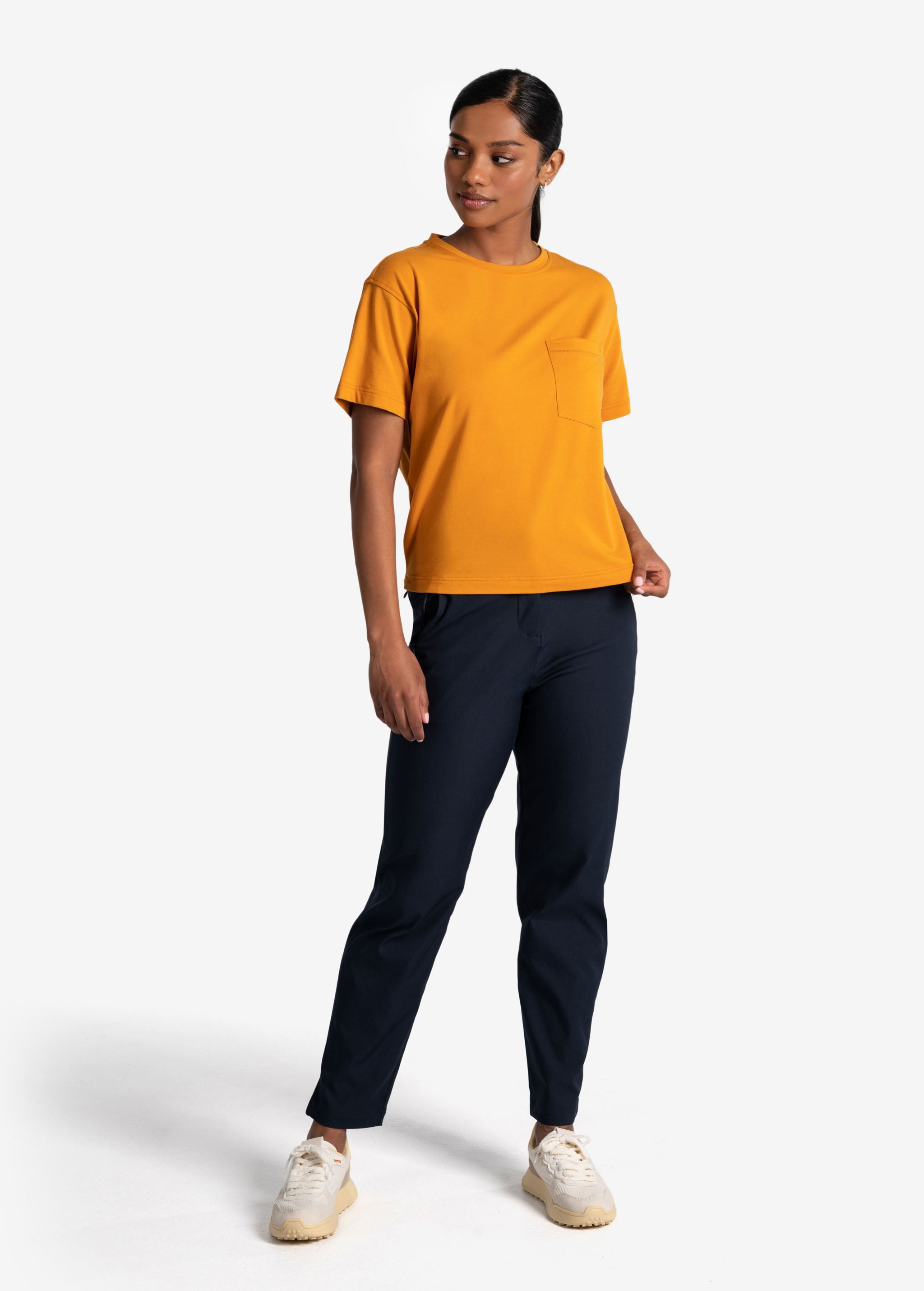 Lolë Effortless Cotton Tee in gold — a t-shirt to reach for again and again
