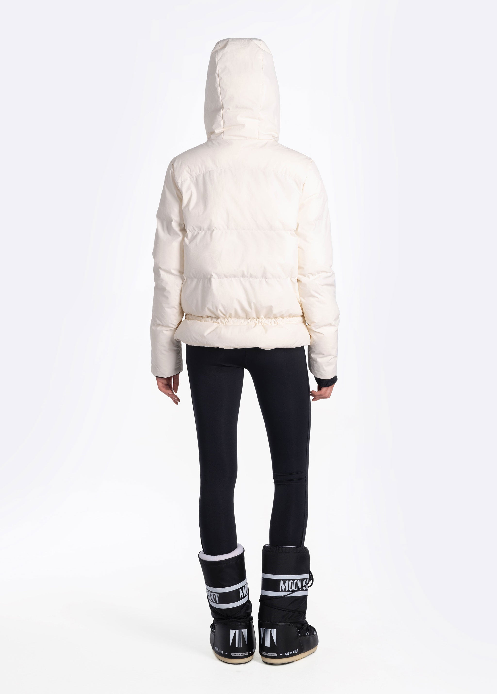 Lolë Kylee Synth Down Jacket in Gardenia cream — complete with an inner pocket, in a relaxed silhouette